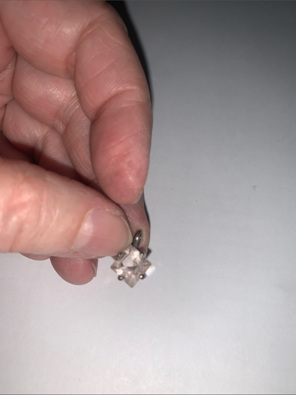 Rose Quartz Square-Cut Drop Earrings in Silver Tone